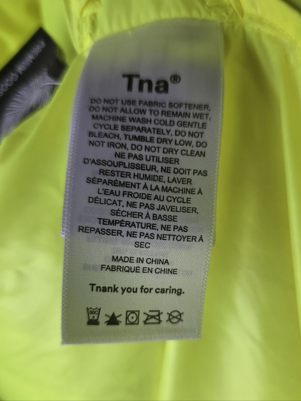 TNA Super Puff Neon Fluorescent Yellow Puffer Winter Jacket Womens XL - Picture 12 of 14